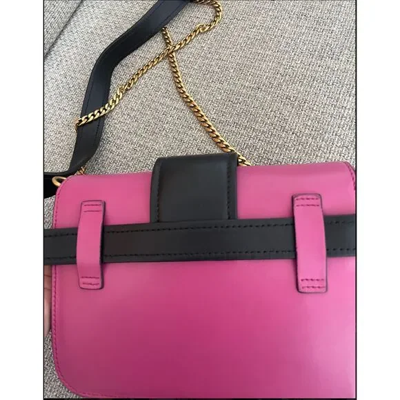 Prada City Calk Cahier Pink Black Leather Cross Body or Belt Bag + DUST BAG - Picture 5 of 14